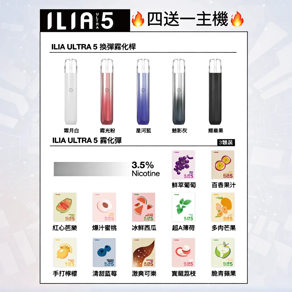【買4盒送主機】ILIA五代煙彈 | 哩亞5代專用煙彈 | 24種口味 | 2ml*3顆入 | 限時優惠:圖片 2